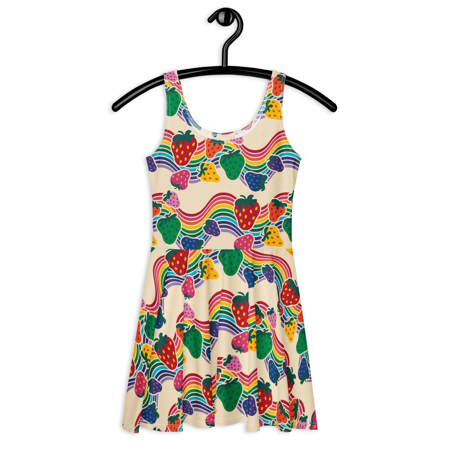 Skater dress - BERRYBOW light - Strawberry rainbow print Print 3XL