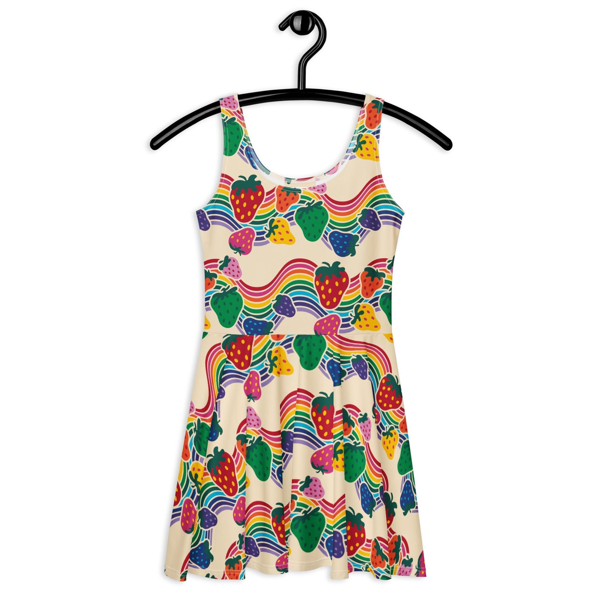 Skater dress - BERRYBOW light - Strawberry rainbow print Print 3XL
