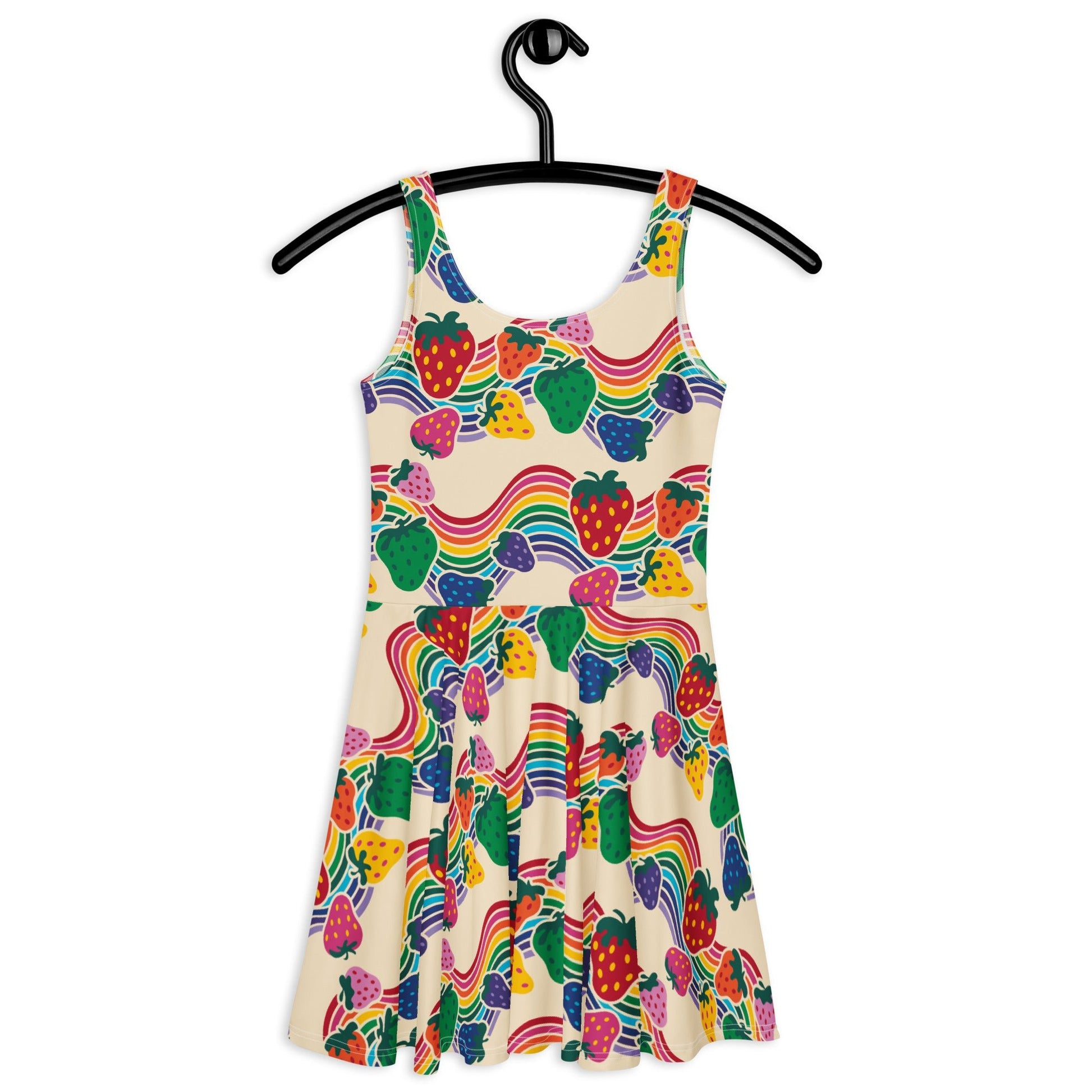 Skater dress - BERRYBOW light - Strawberry rainbow print Print