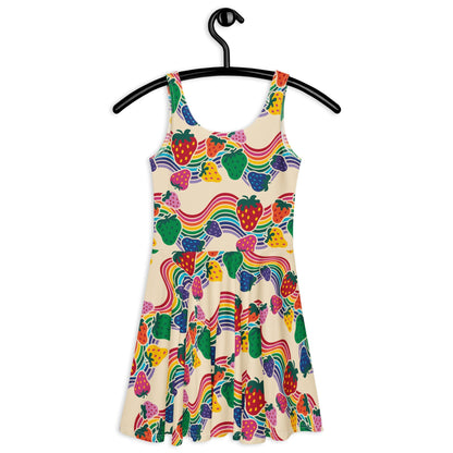 Skater dress - BERRYBOW light - Strawberry rainbow print Print
