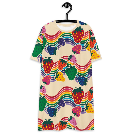T-shirt dress - BERRYBOW light - Strawberry rainbow print Print 6XL