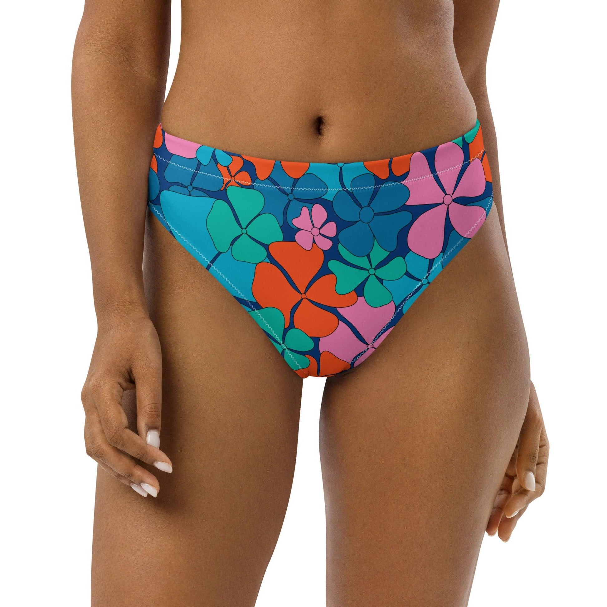 Bikini bottom - ADELIE orange blue - Wild floral print 3XL