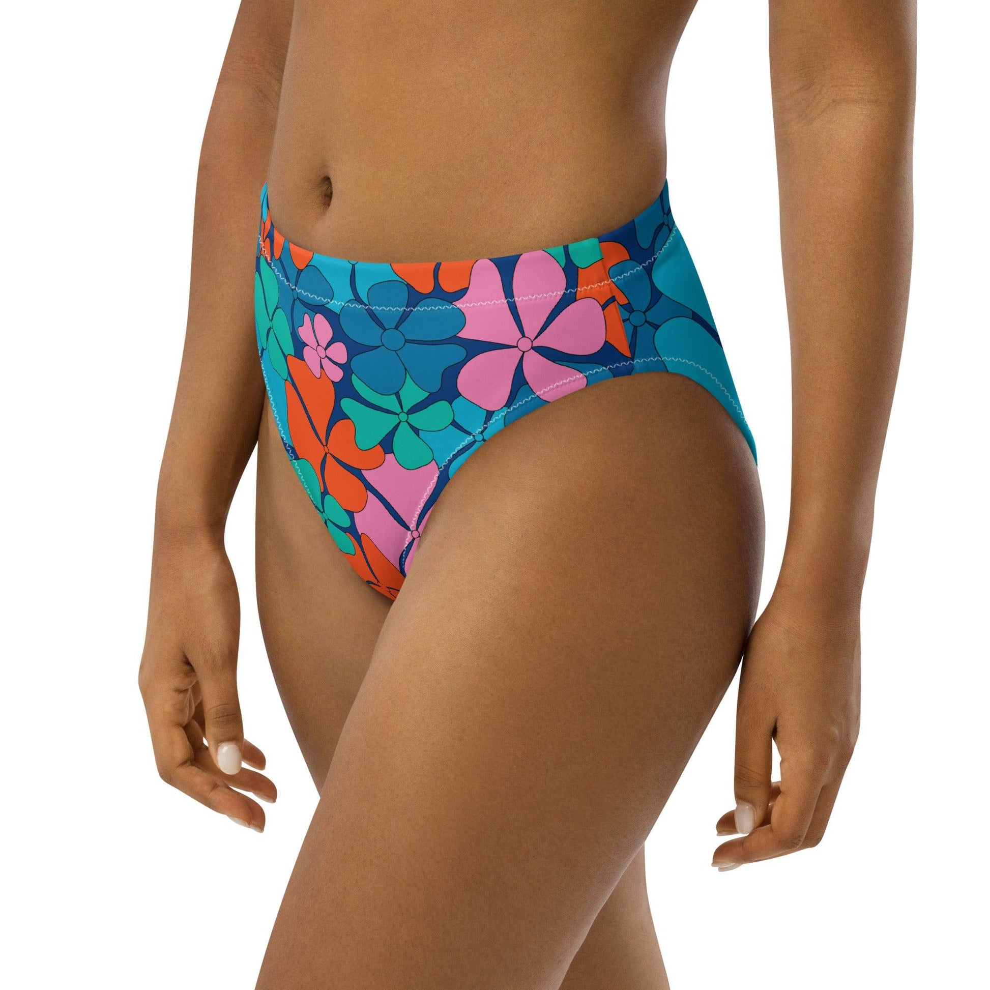 Bikini bottom - ADELIE orange blue - Wild floral print