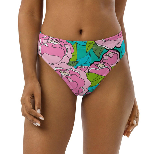 Bikini bottom - BE MY ONLY pink turquoise - Bold pink peony print 3XL