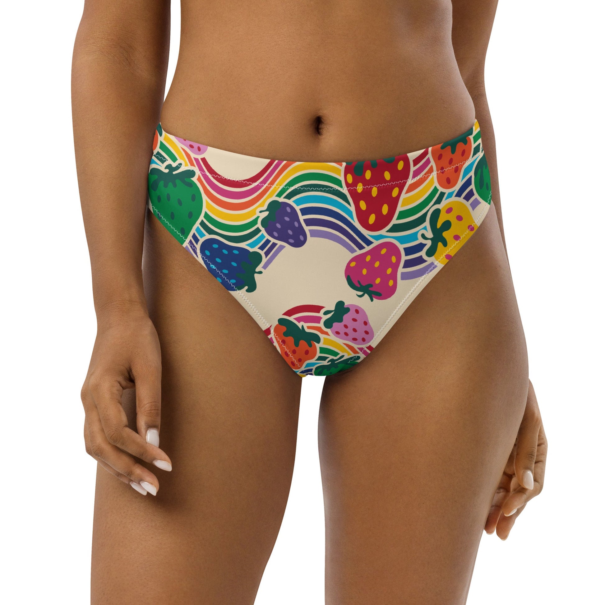 Bikini bottom - BERRYBOW light - Strawberry rainbow print Print 3XL