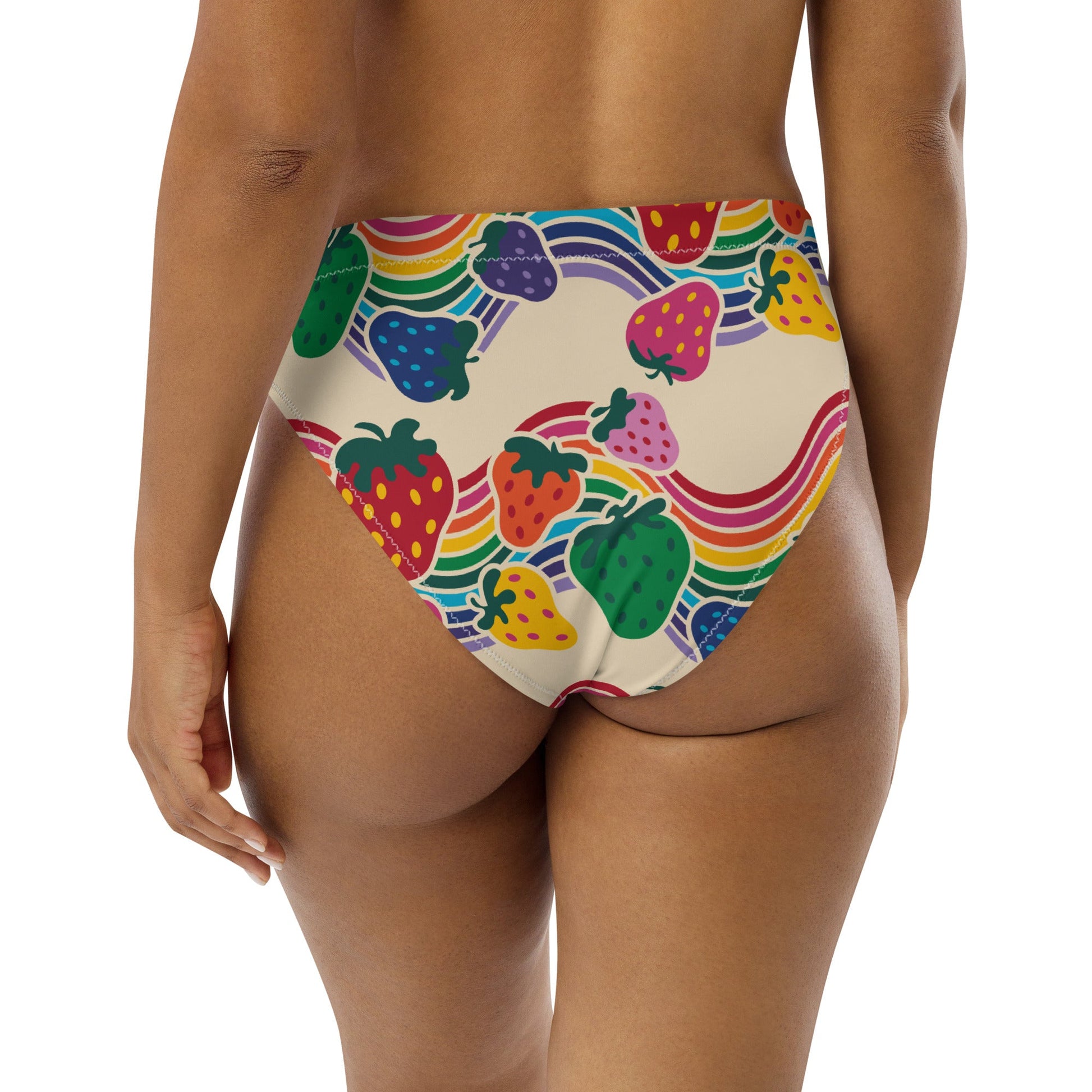 Bikini bottom - BERRYBOW light - Strawberry rainbow print Print