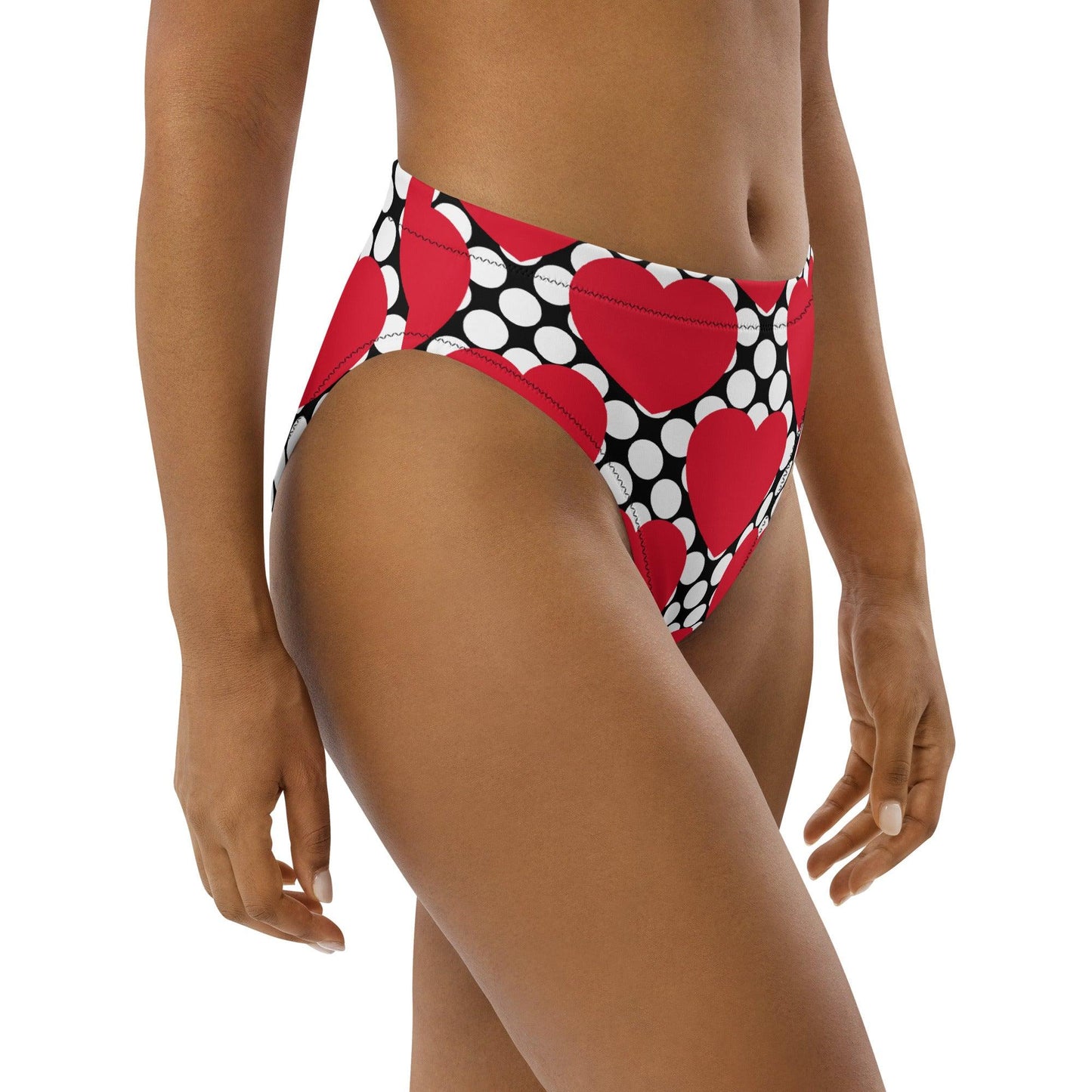 Bikini bottom - ELLIE LOVE DOT red black - Bold heart print
