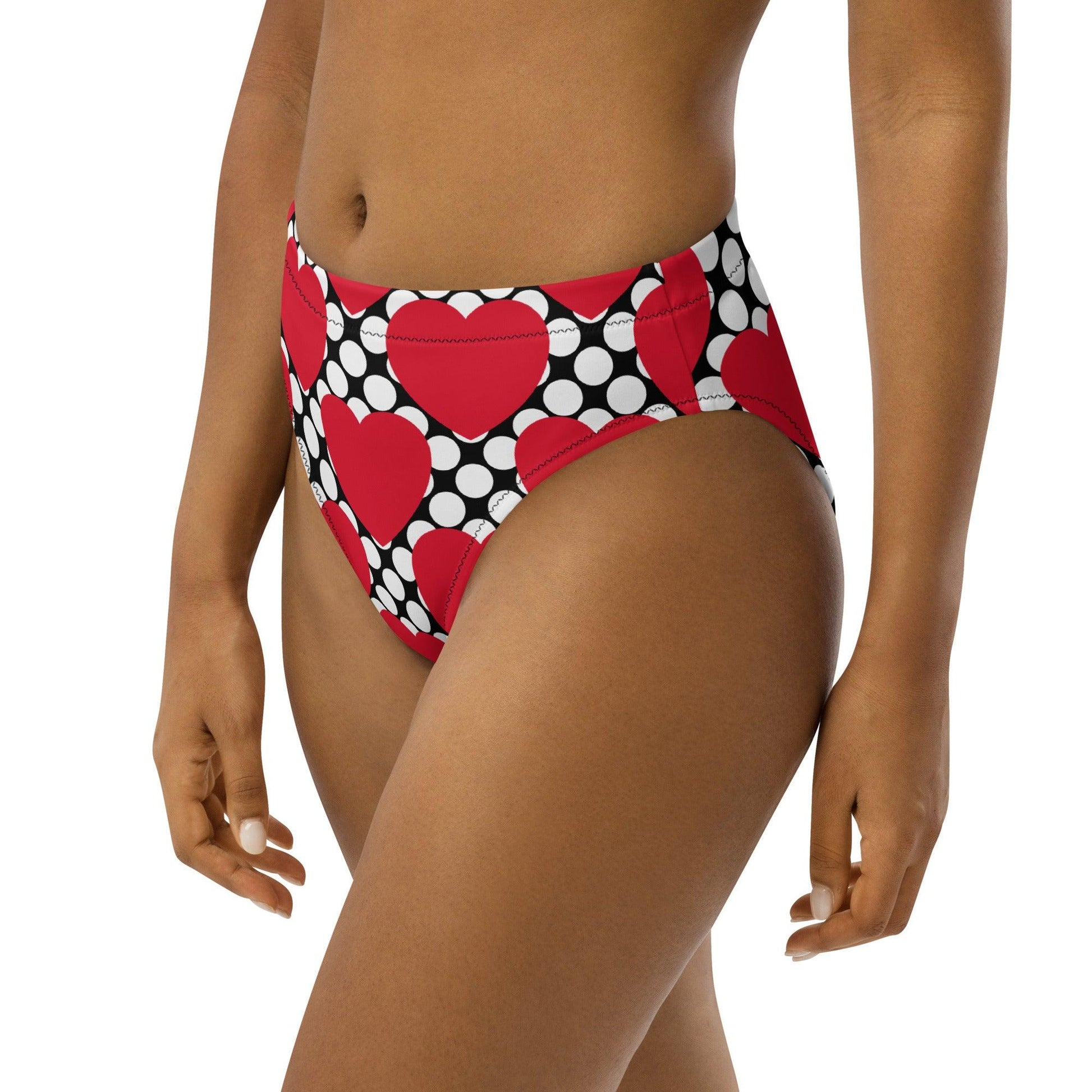 Bikini bottom - ELLIE LOVE DOT red black - Bold heart print