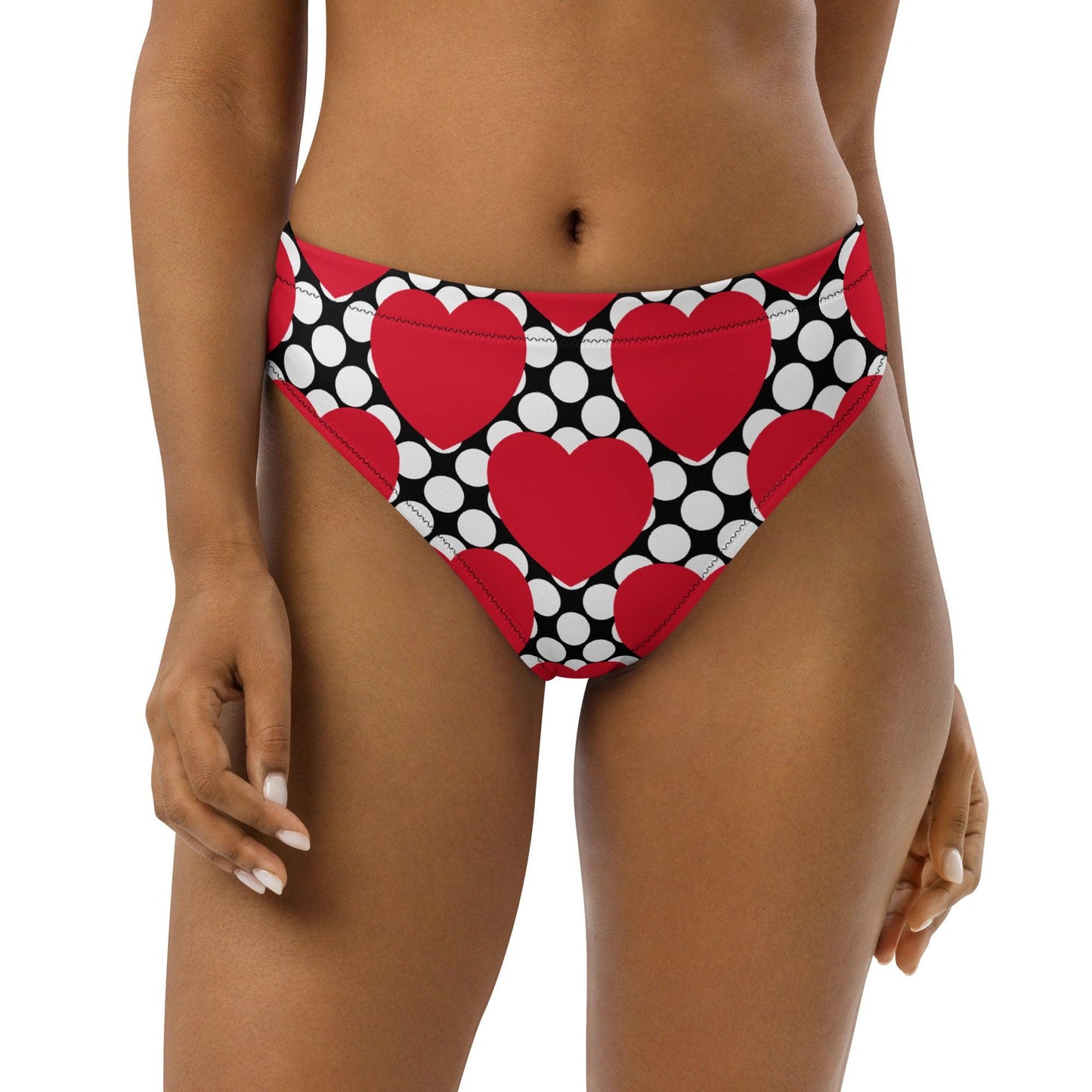 Bikini bottom - ELLIE LOVE DOT red black - Bold heart print 3XL