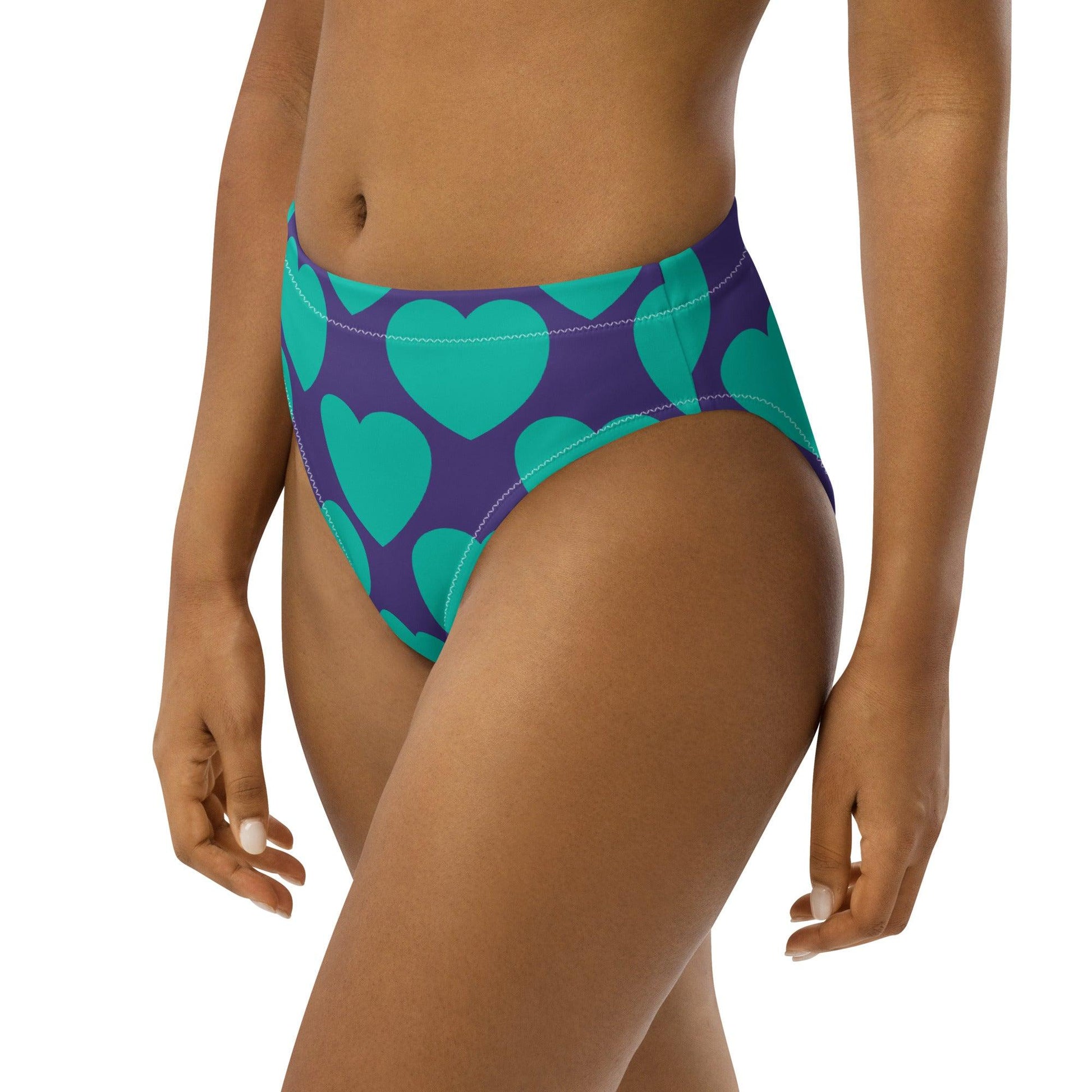 Bikini bottom - ELLIE LOVE mint purple - Bold heart print