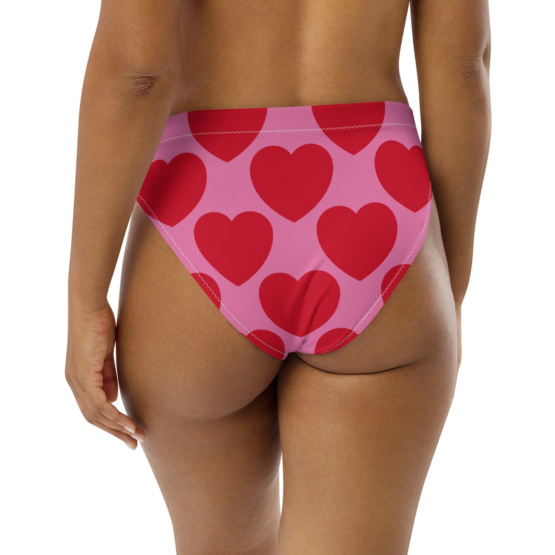 Bikini bottom - ELLIE LOVE red - Bold heart print