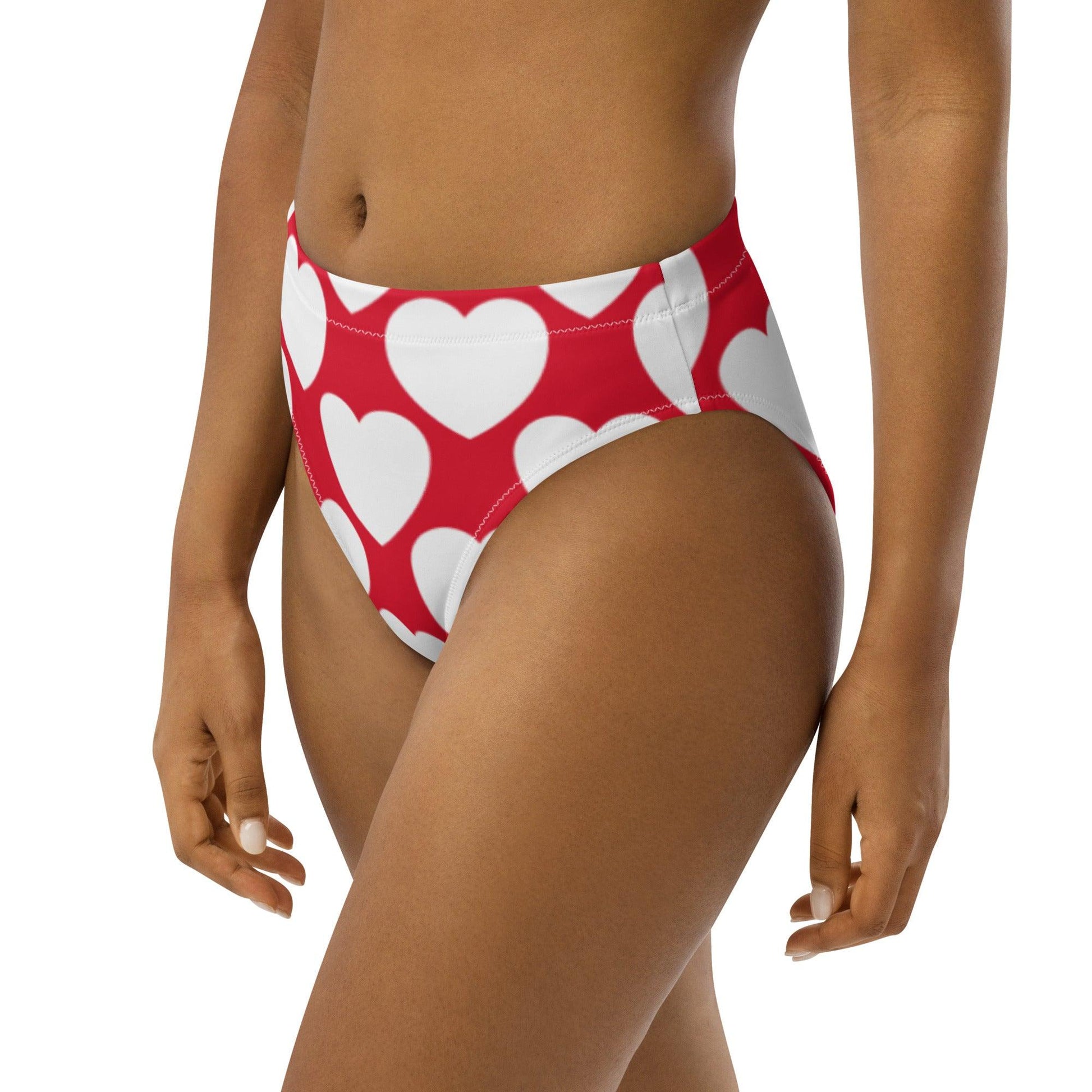 Bikini bottom - ELLIE LOVE red white - Bold heart print
