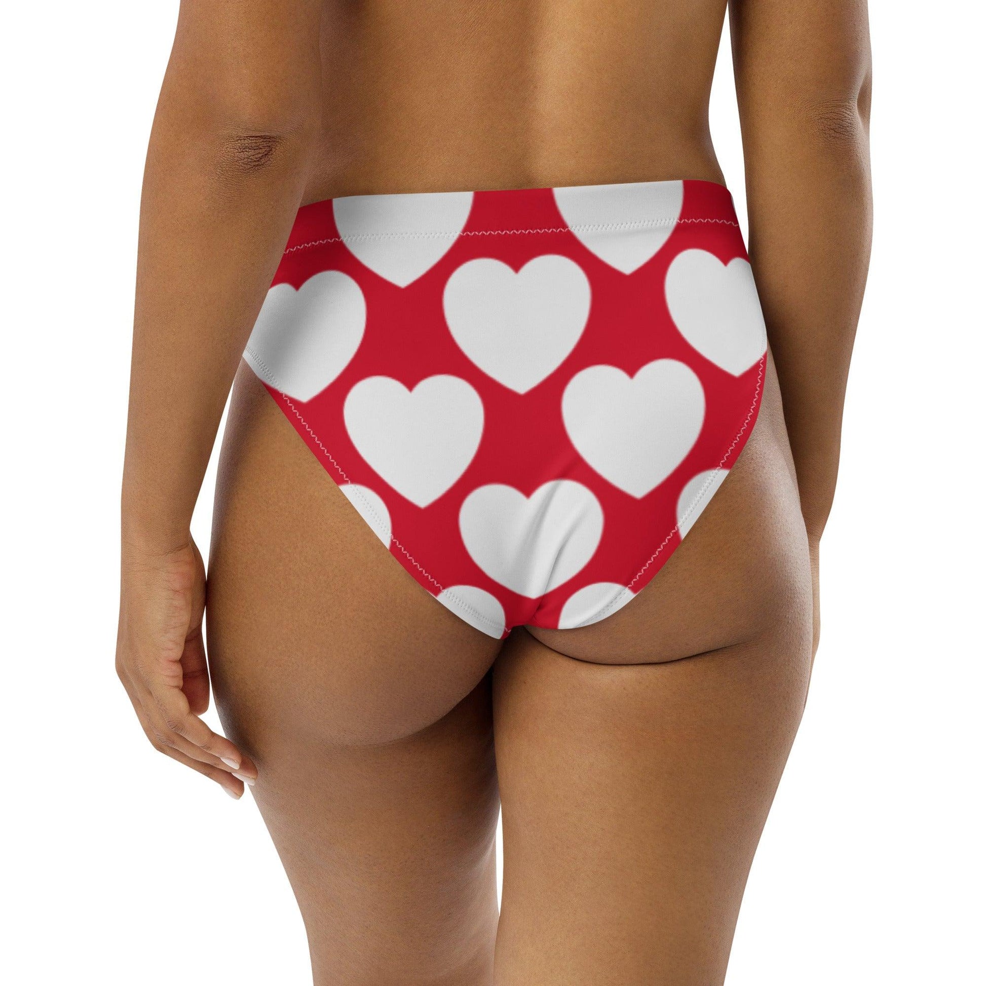 Bikini bottom - ELLIE LOVE red white - Bold heart print