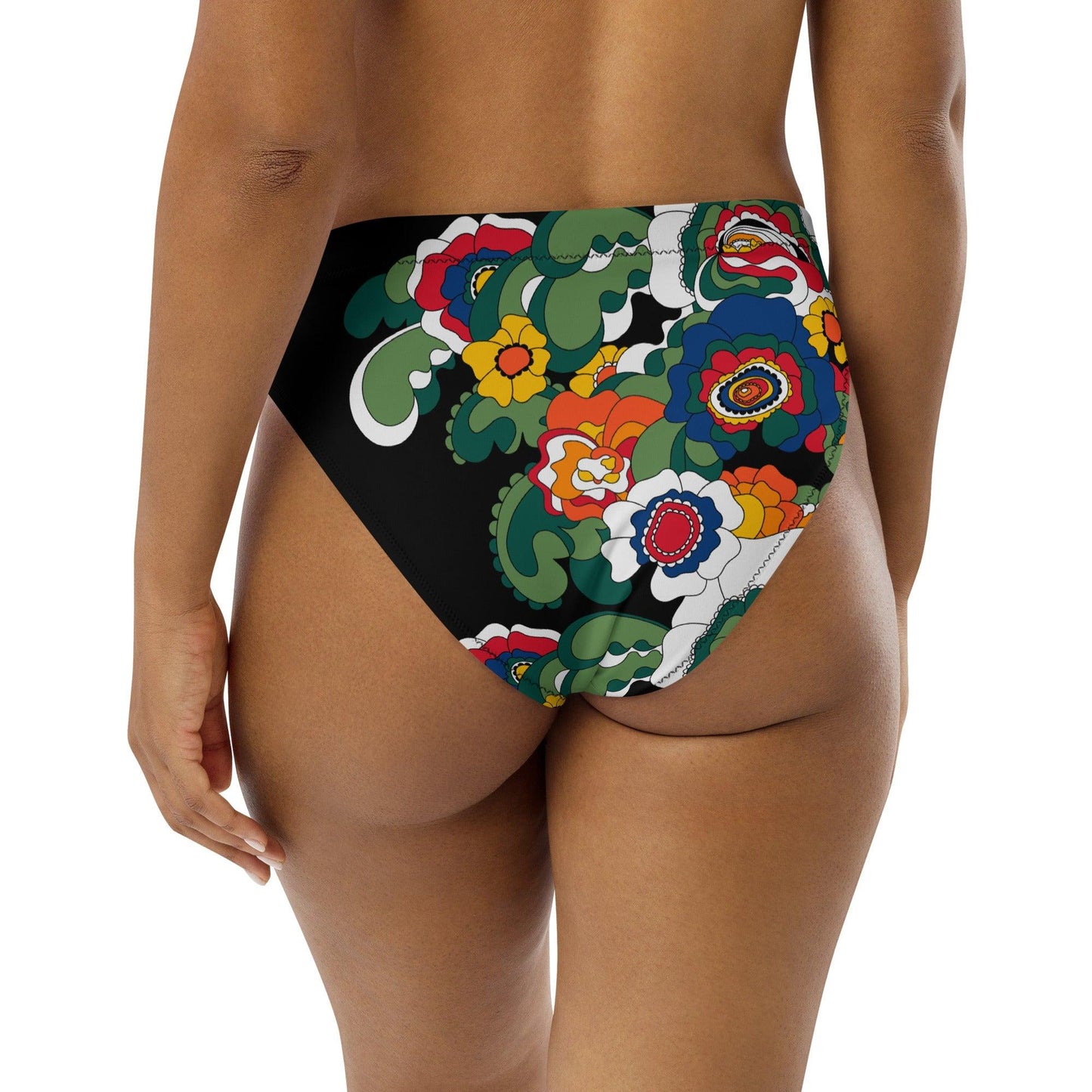 Bikini bottom - GROOVY KURBITS black - Folk floral print