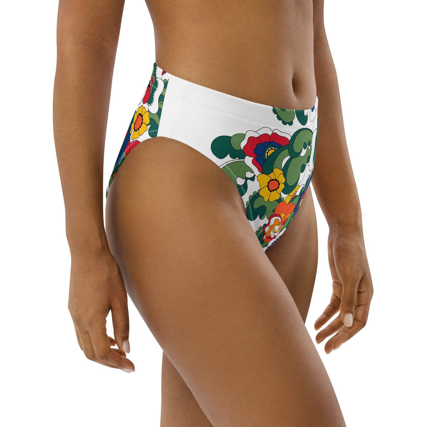 Bikini bottom - GROOVY KURBITS white - Folk floral print