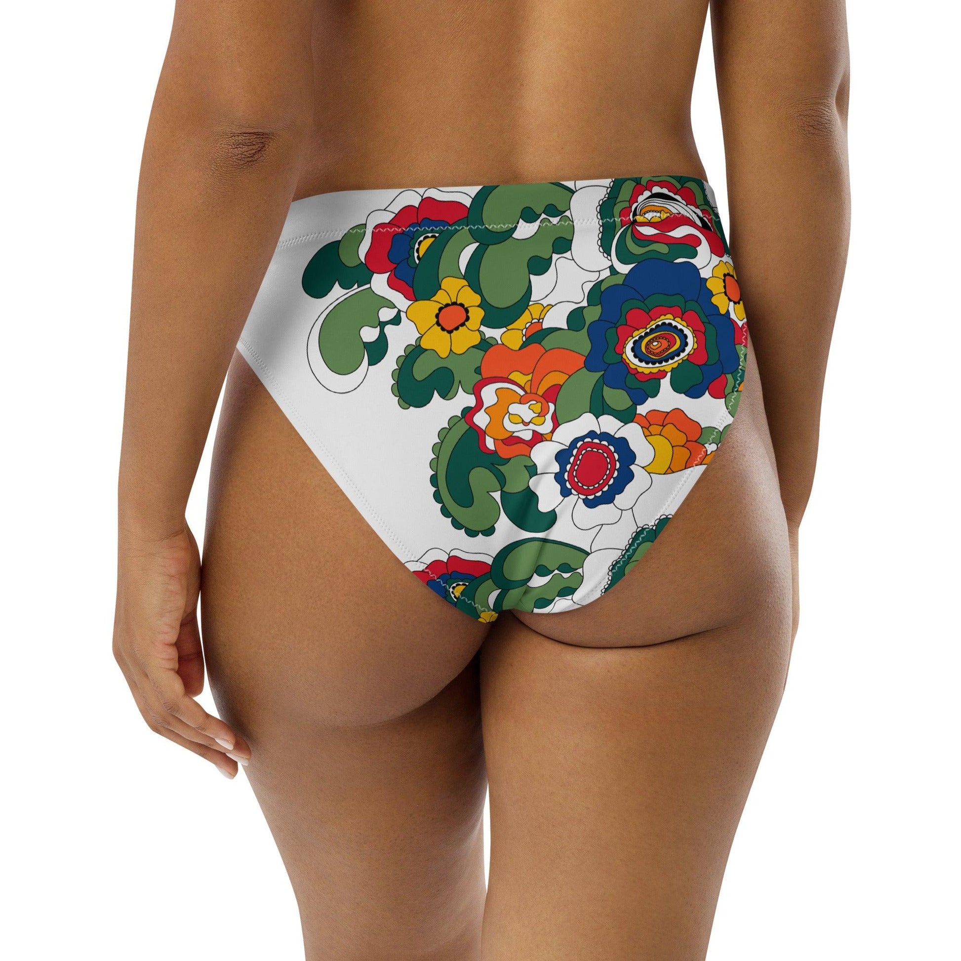 Bikini bottom - GROOVY KURBITS white - Folk floral print