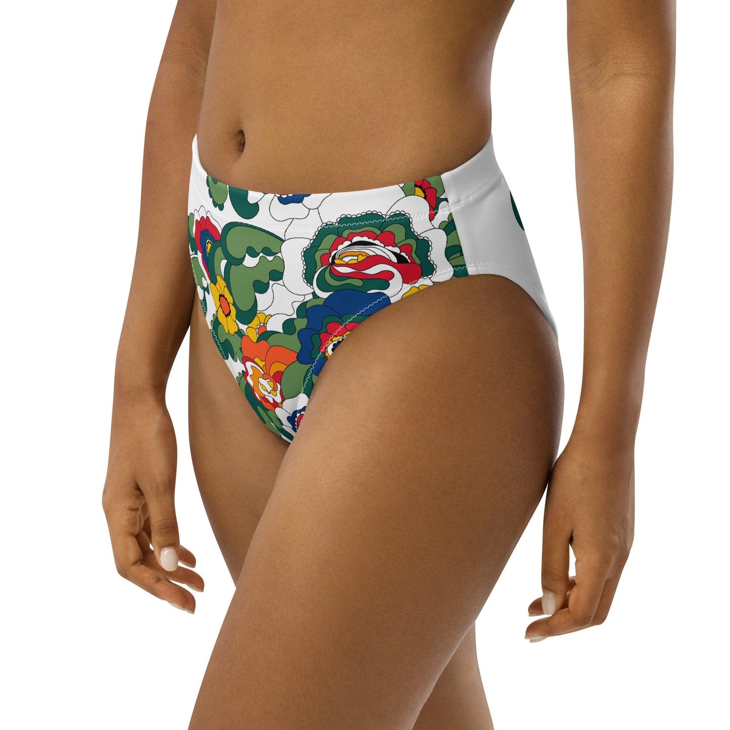 Bikini bottom - GROOVY KURBITS white - Folk floral print