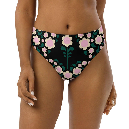 Bikini bottom - HEARTBEAT pink black - Flower hearts print 3XL