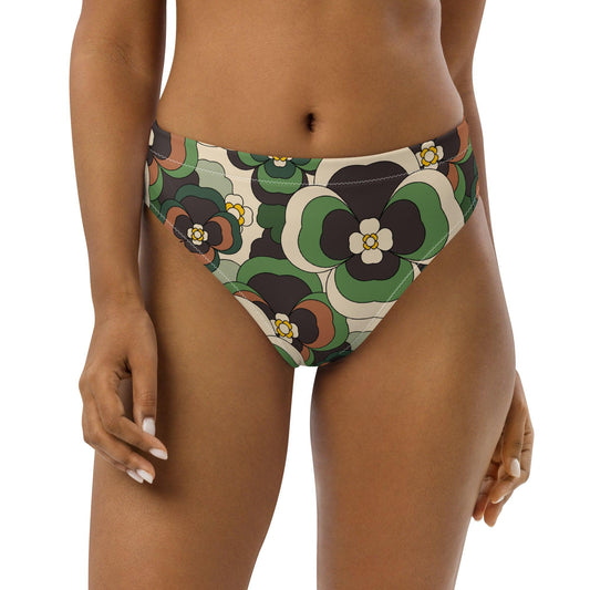 Bikini bottom - PANSY FANTASY green - Retro pansy print 3XL
