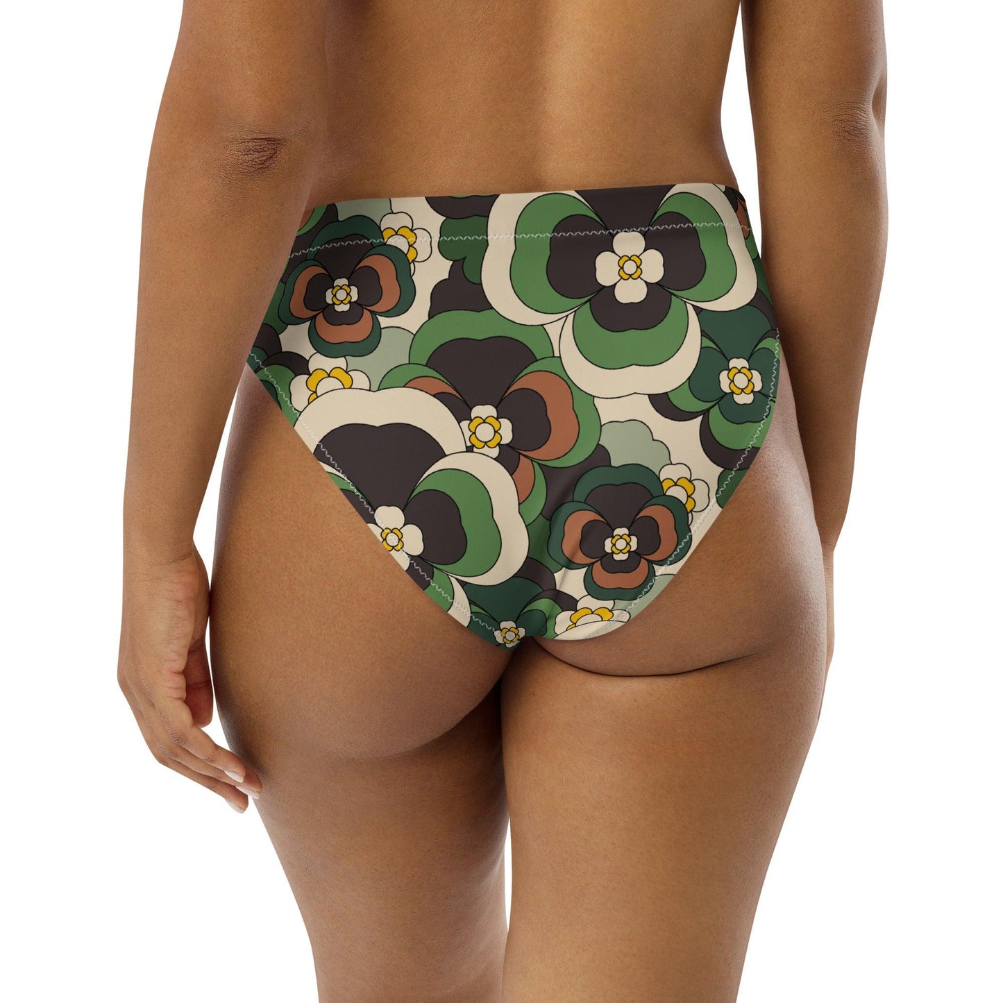 Bikini bottom - PANSY FANTASY green - Retro pansy print