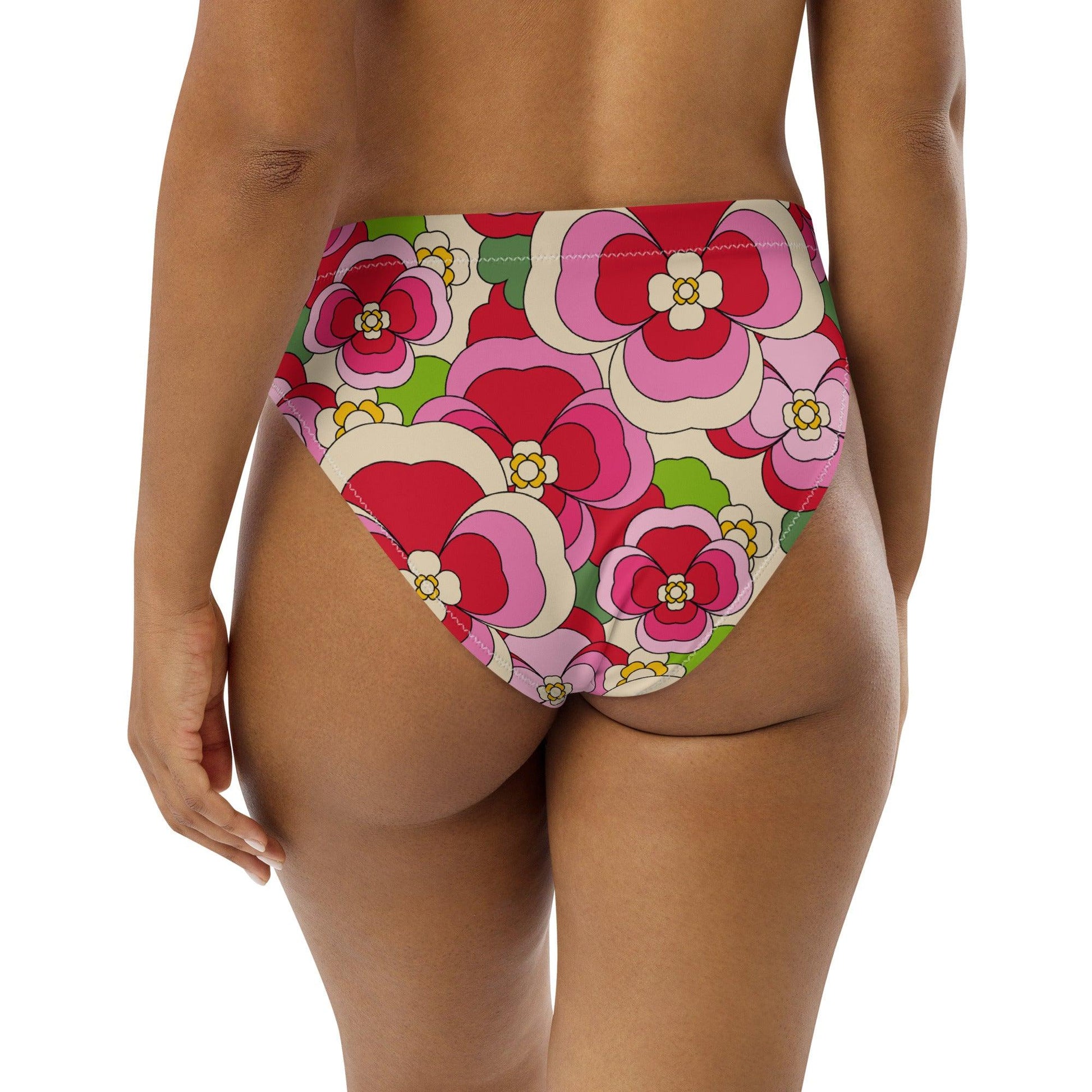 Bikini bottom - PANSY FANTASY pink - Retro pansy print