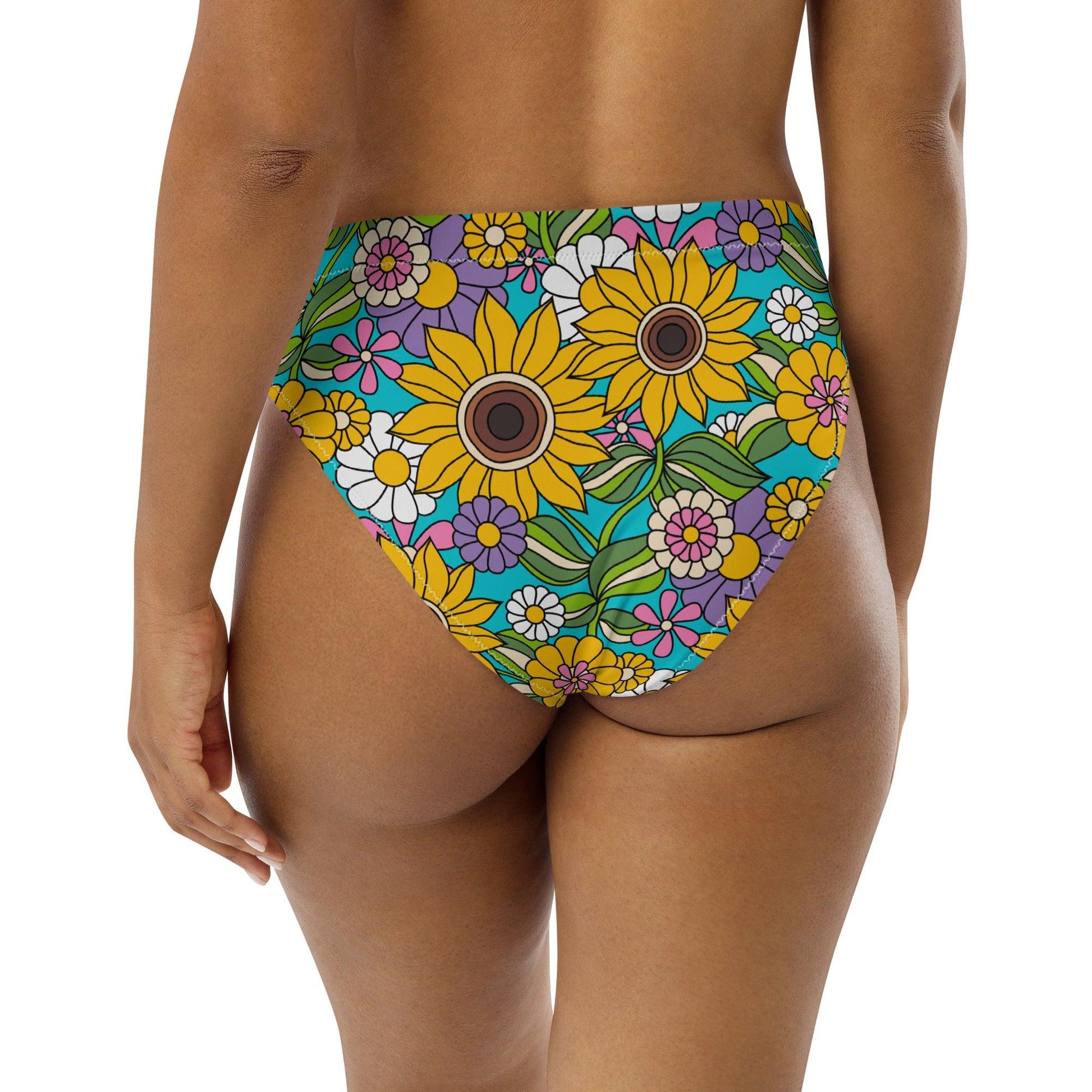 Bikini bottom - SUNDANCE turquoise - Bold sunflower print