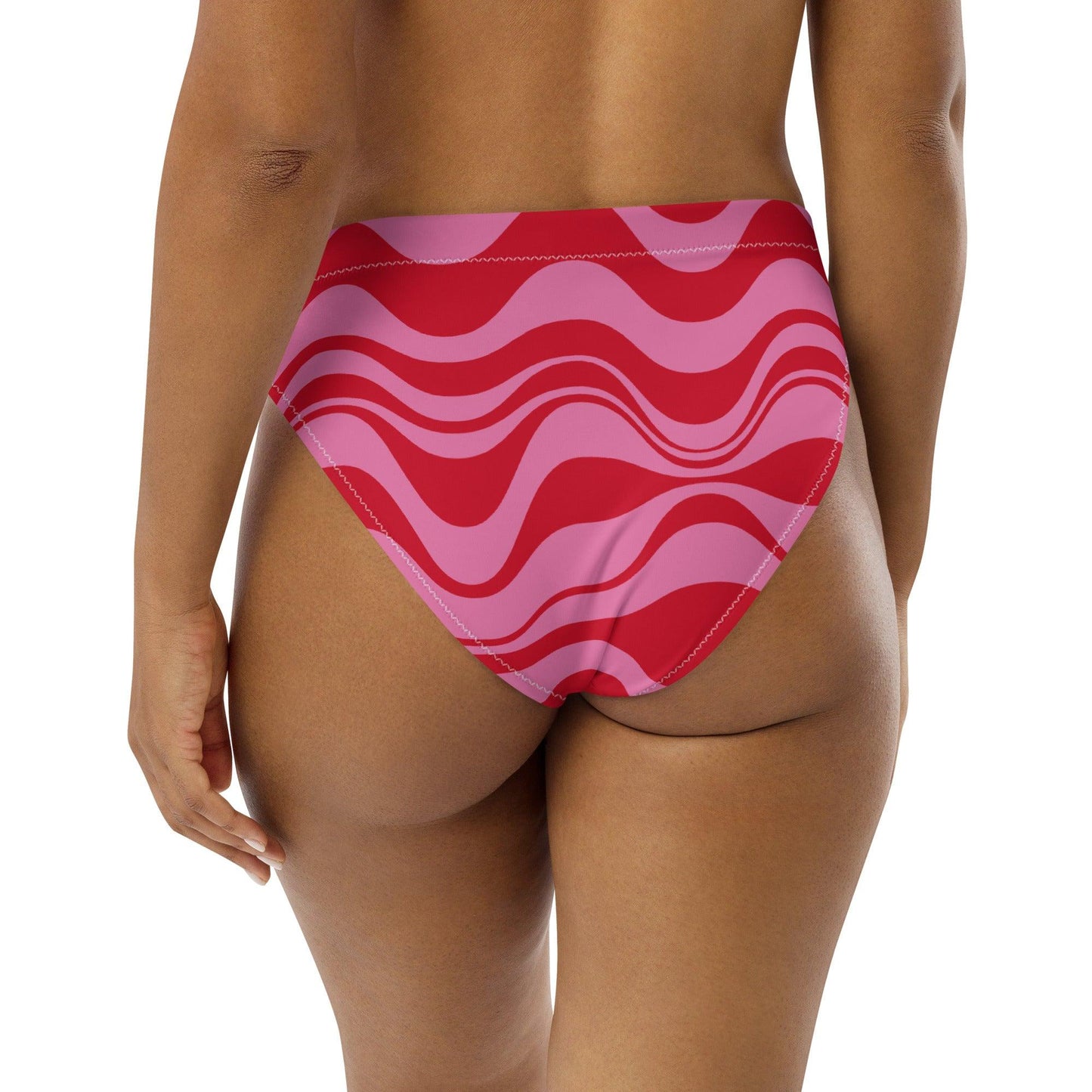 Bikini bottom - ENERGY WAVES red pink - Wavy stripe print