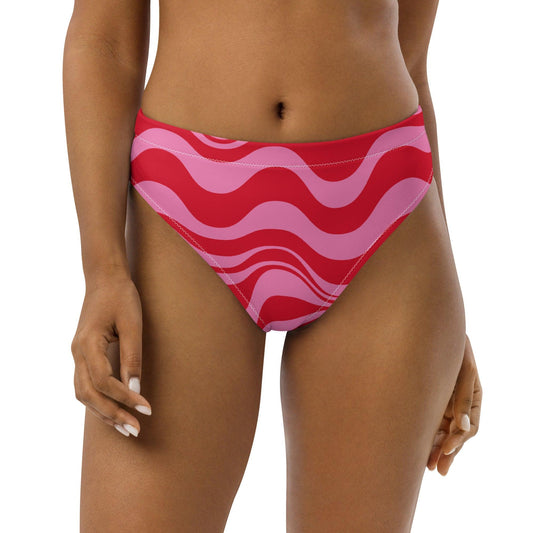 Bikini bottom - ENERGY WAVES red pink - Wavy stripe print 3XL