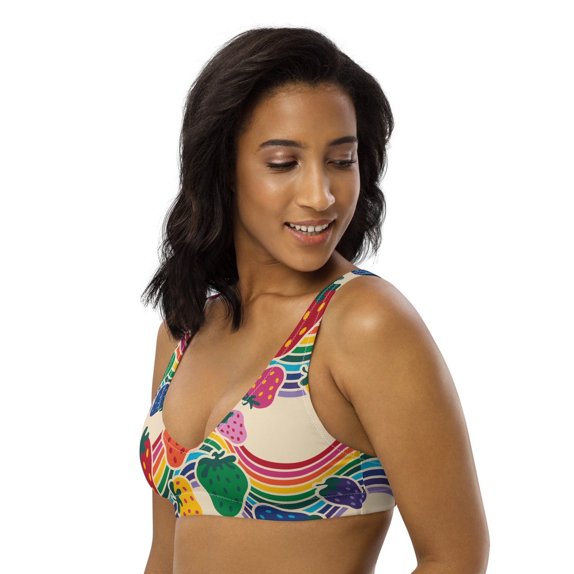 Bikini top - BERRYBOW light - Strawberry rainbow print Print