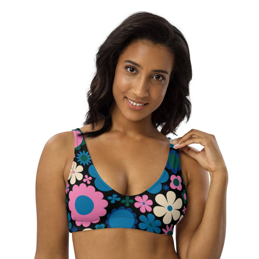 Bikini top - BLOOMPOP blue pink - Colorful bloom print 3XL