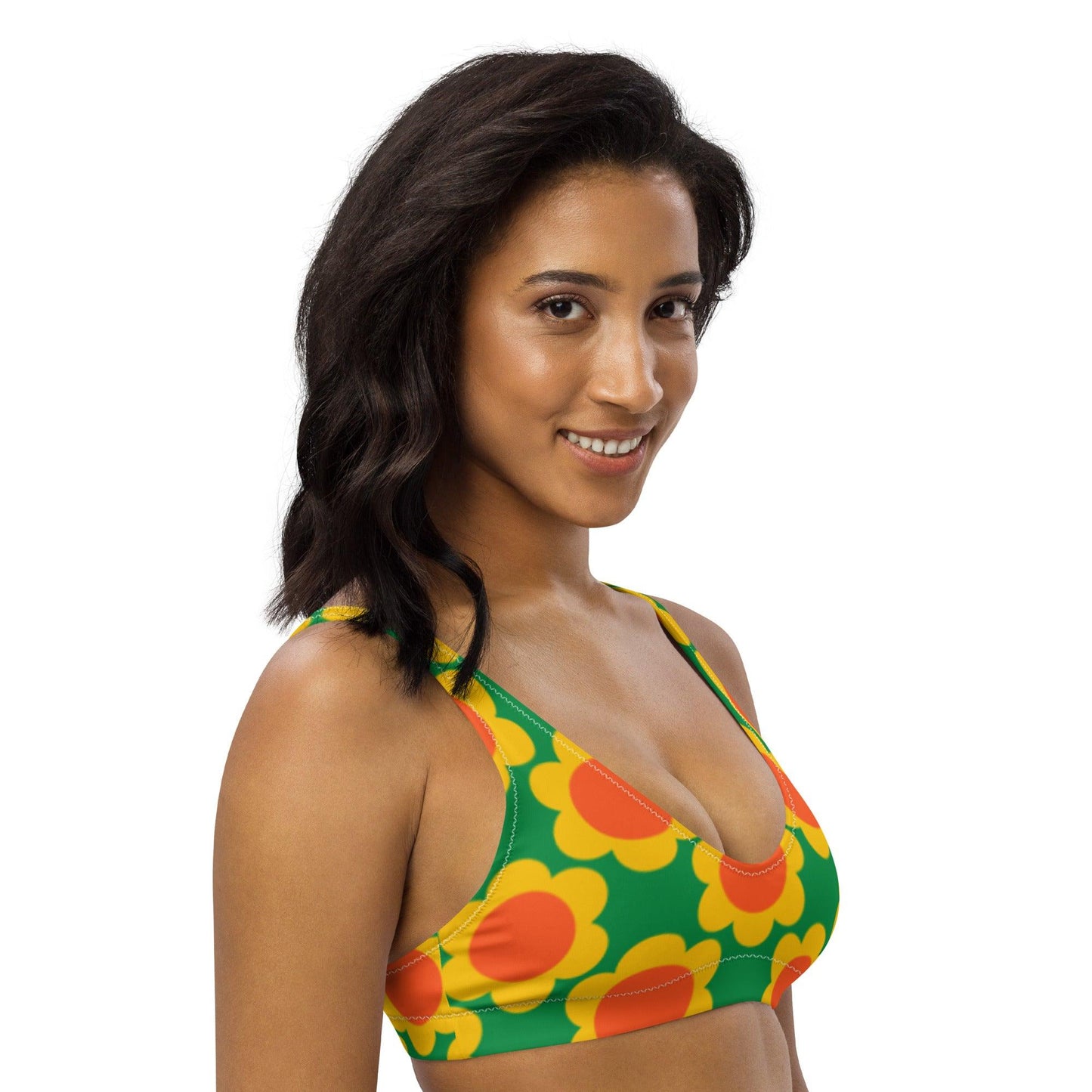 Bikini top - ELLIE green - Classic floral print