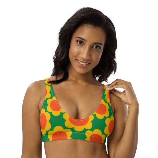 Bikini top - ELLIE green - Classic floral print 3XL