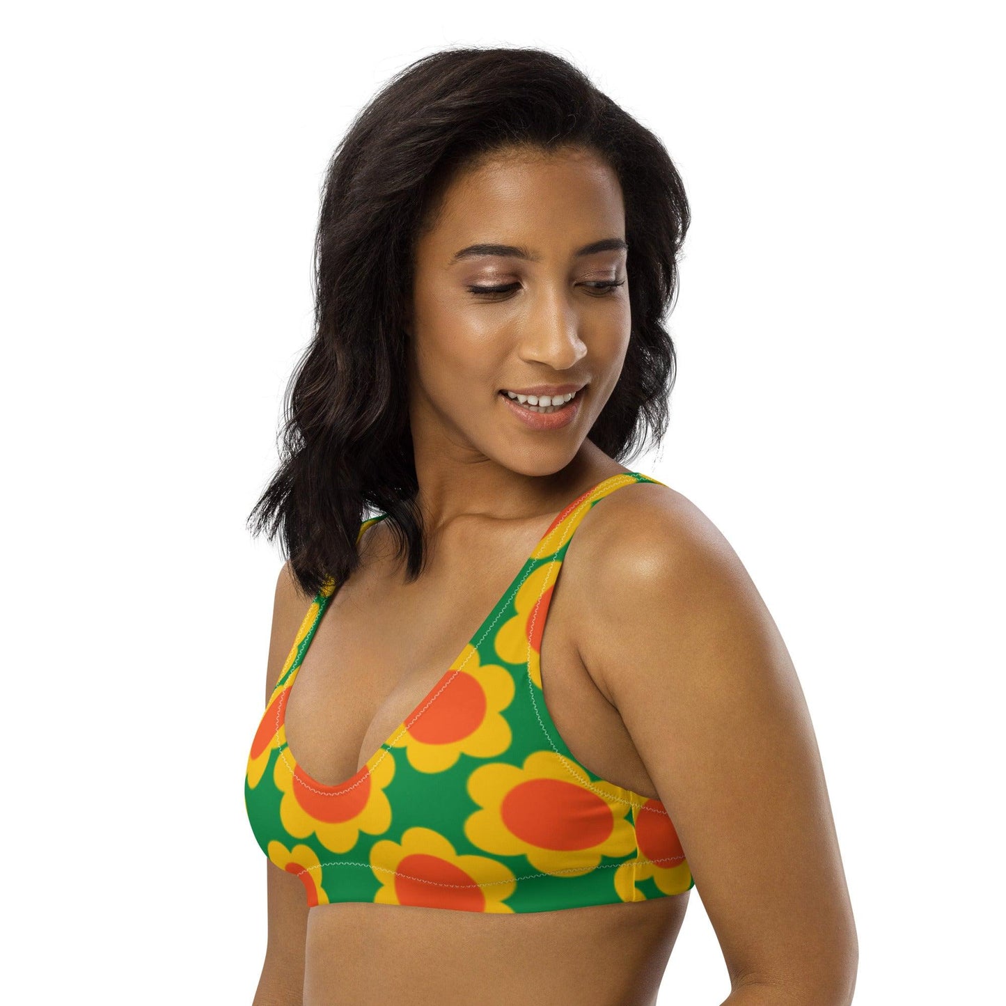 Bikini top - ELLIE green - Classic floral print