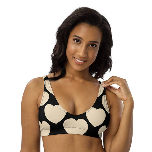 Bikini top - ELLIE LOVE bw - Bold heart print 3XL