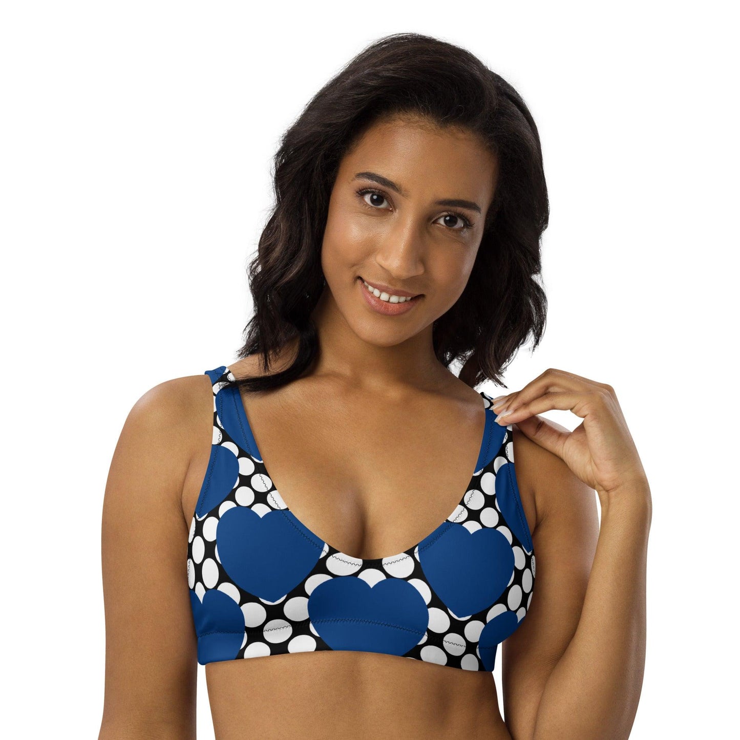 Bikini top - ELLIE LOVE DOT blue black - Bold heart print 3XL