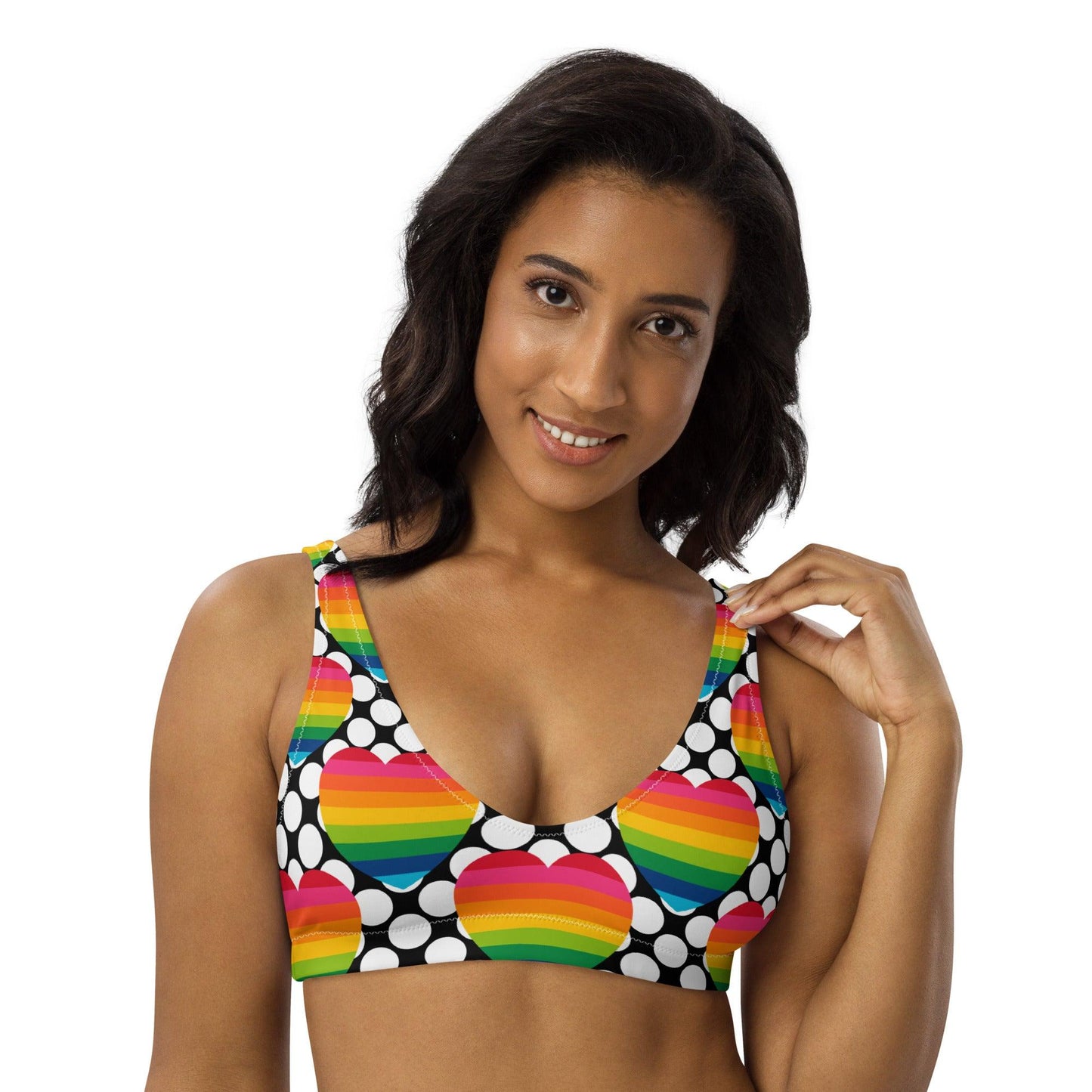 Bikini top - ELLIE LOVE DOT rainbow - Bold heart print 3XL