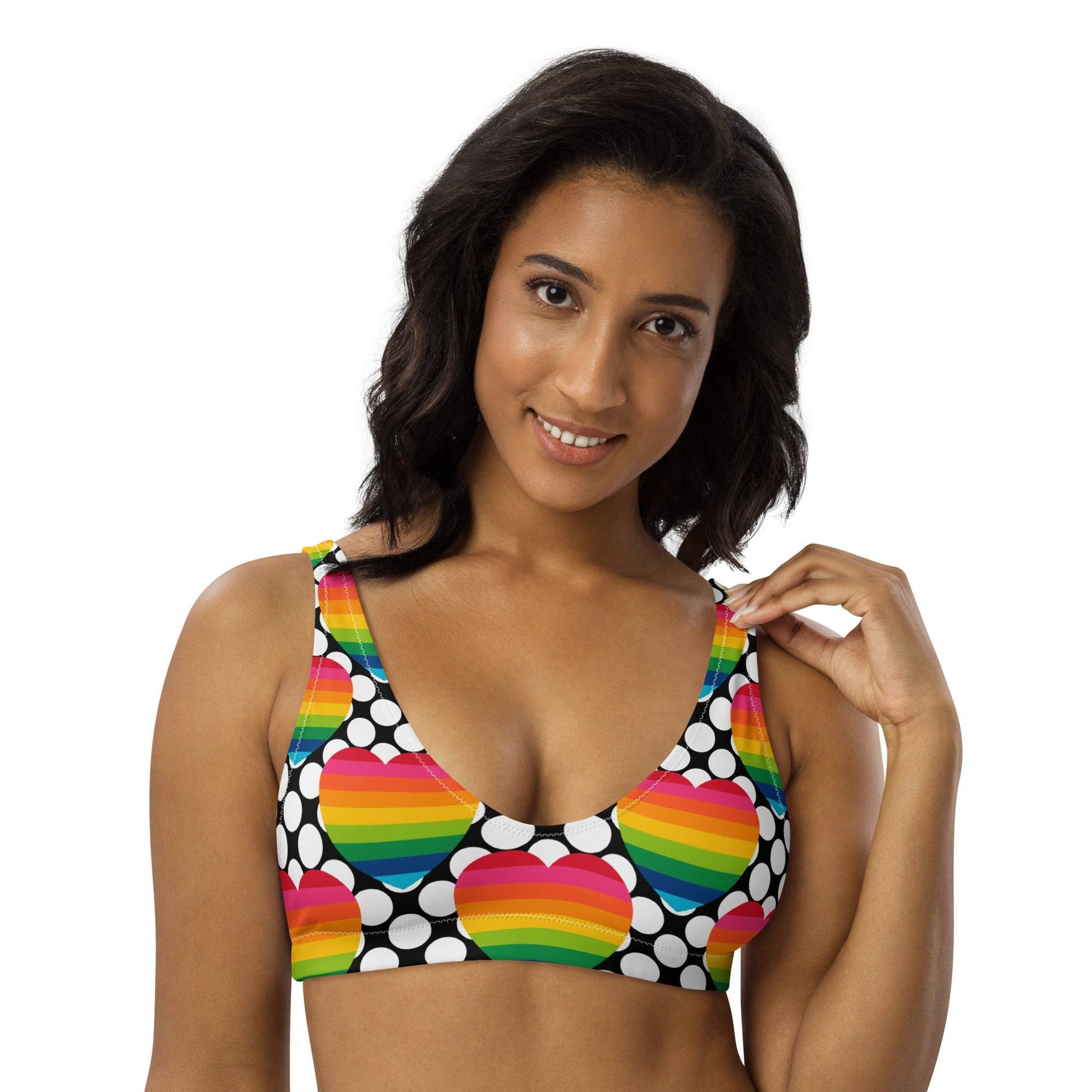 Bikini top - ELLIE LOVE DOT rainbow - Bold heart print 3XL