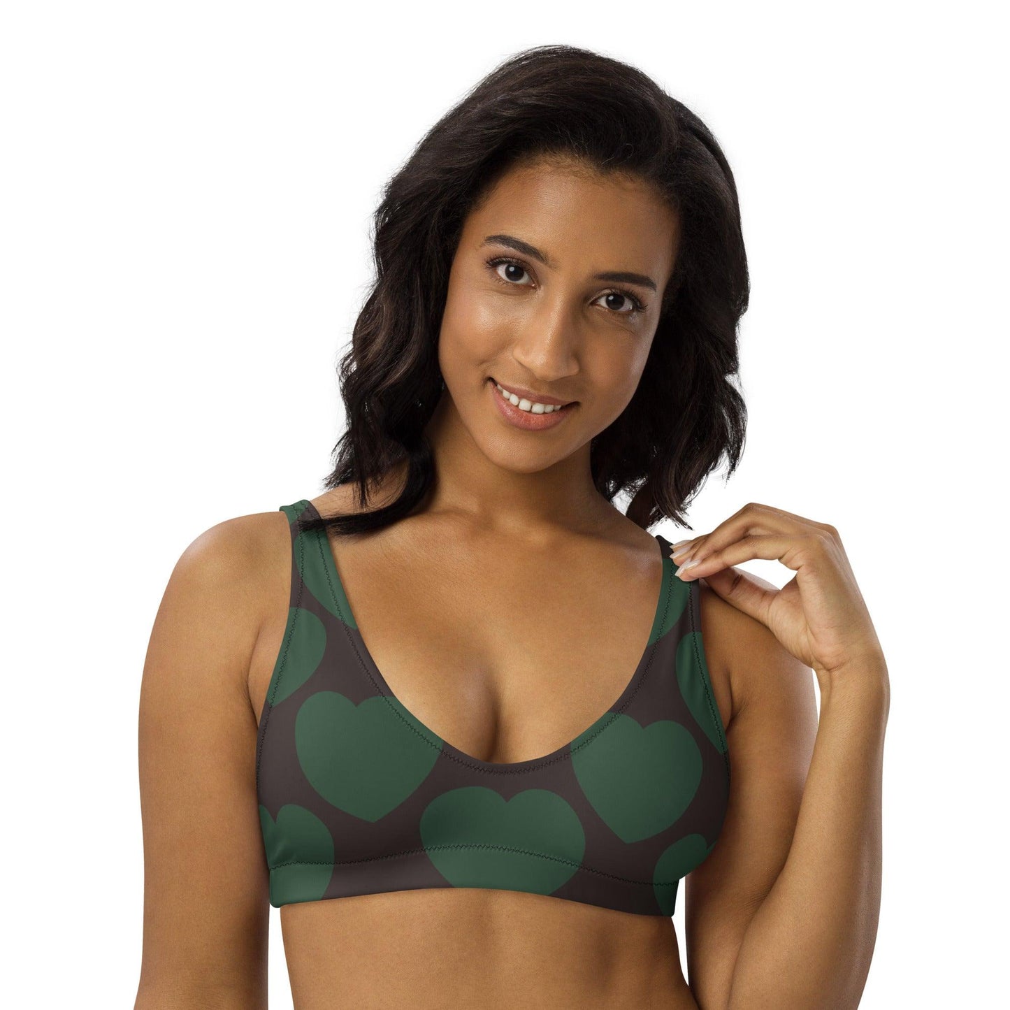 Bikini top - ELLIE LOVE forest - Bold heart print 3XL