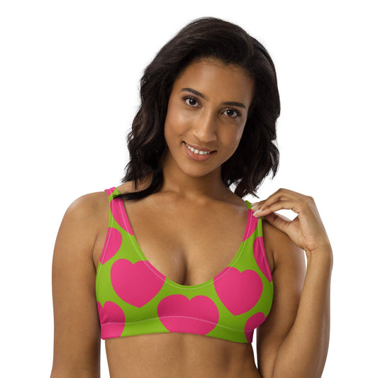 Bikini top - ELLIE LOVE pink lime - Bold heart print 3XL