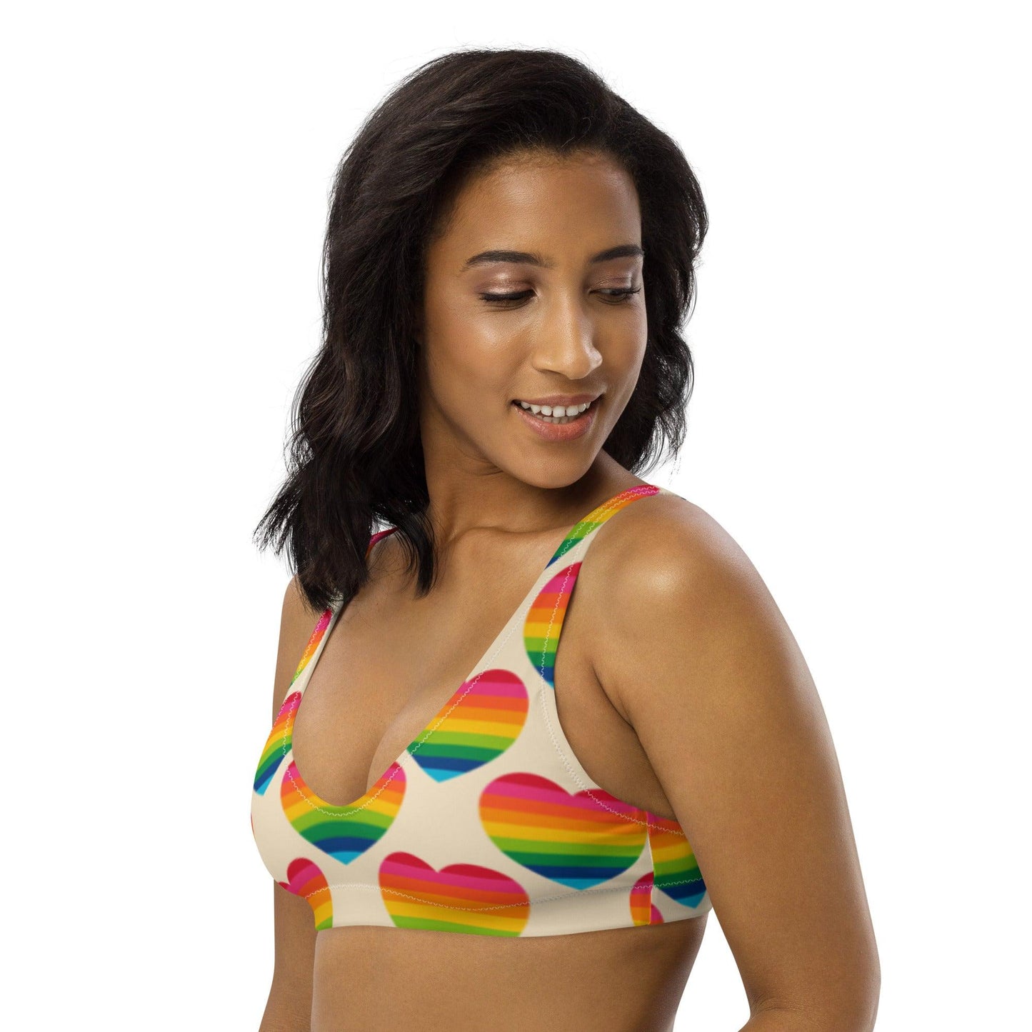 Bikini top - ELLIE LOVE rainbow - Bold heart print
