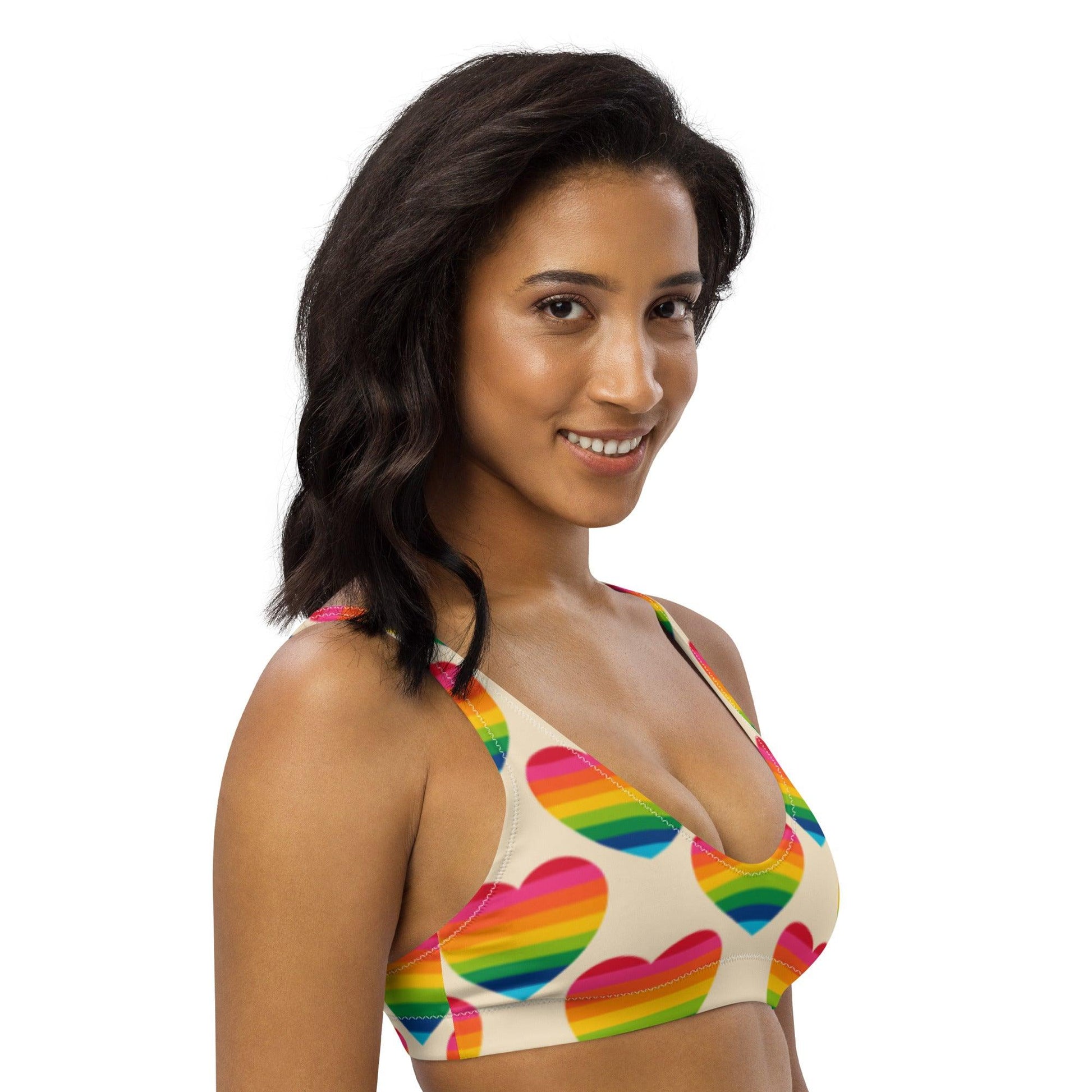 Bikini top - ELLIE LOVE rainbow - Bold heart print