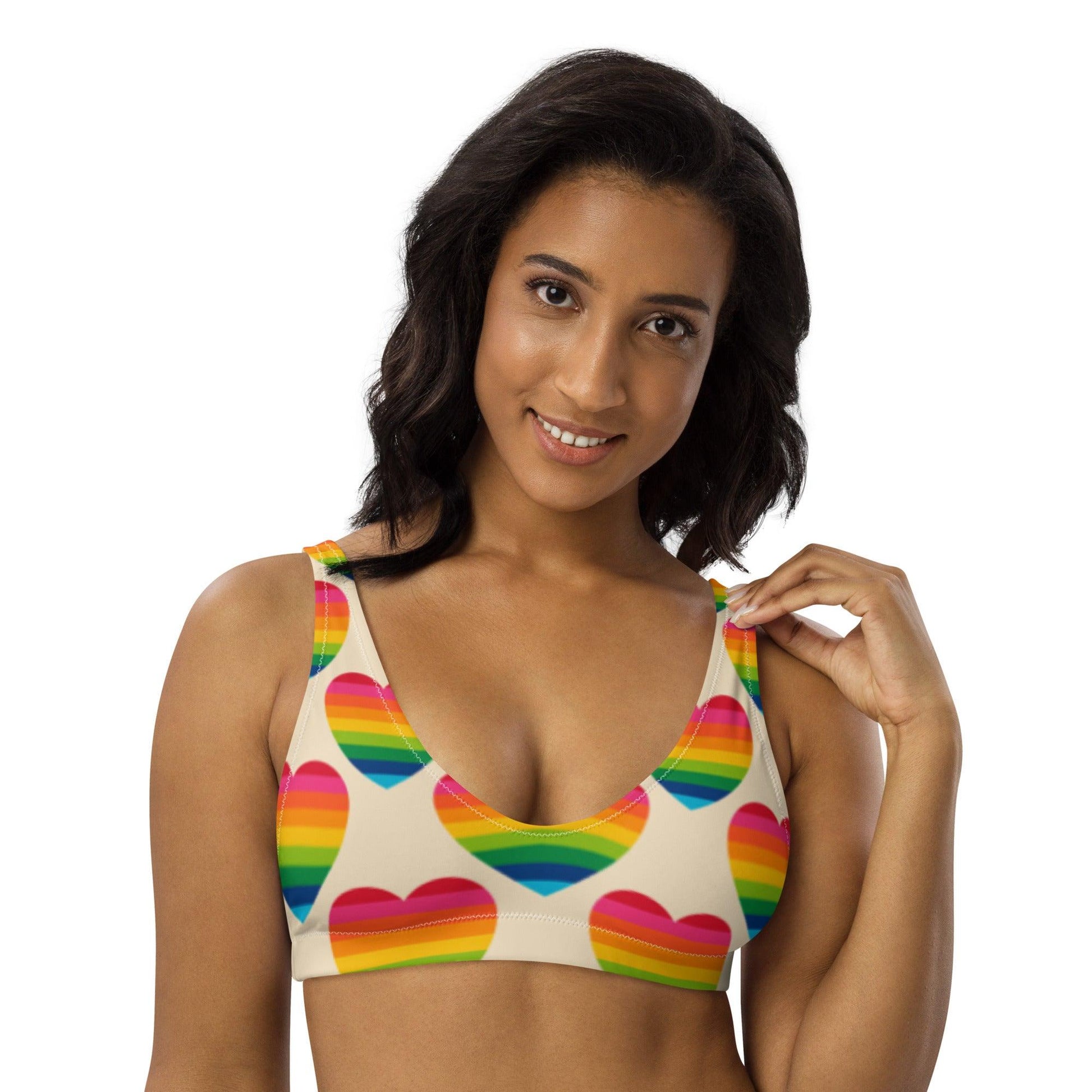 Bikini top - ELLIE LOVE rainbow - Bold heart print 3XL