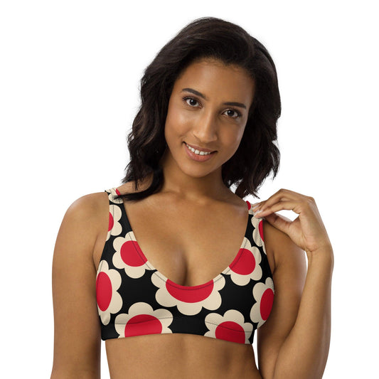 Bikini top - ELLIE red black - Classic floral print 3XL