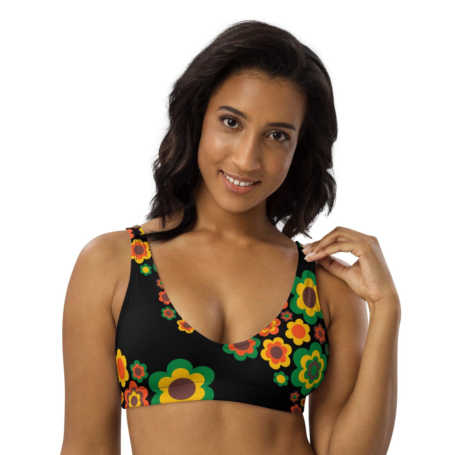 Bikini top - FLORA FOREVER retro - Floating flower print 3XL