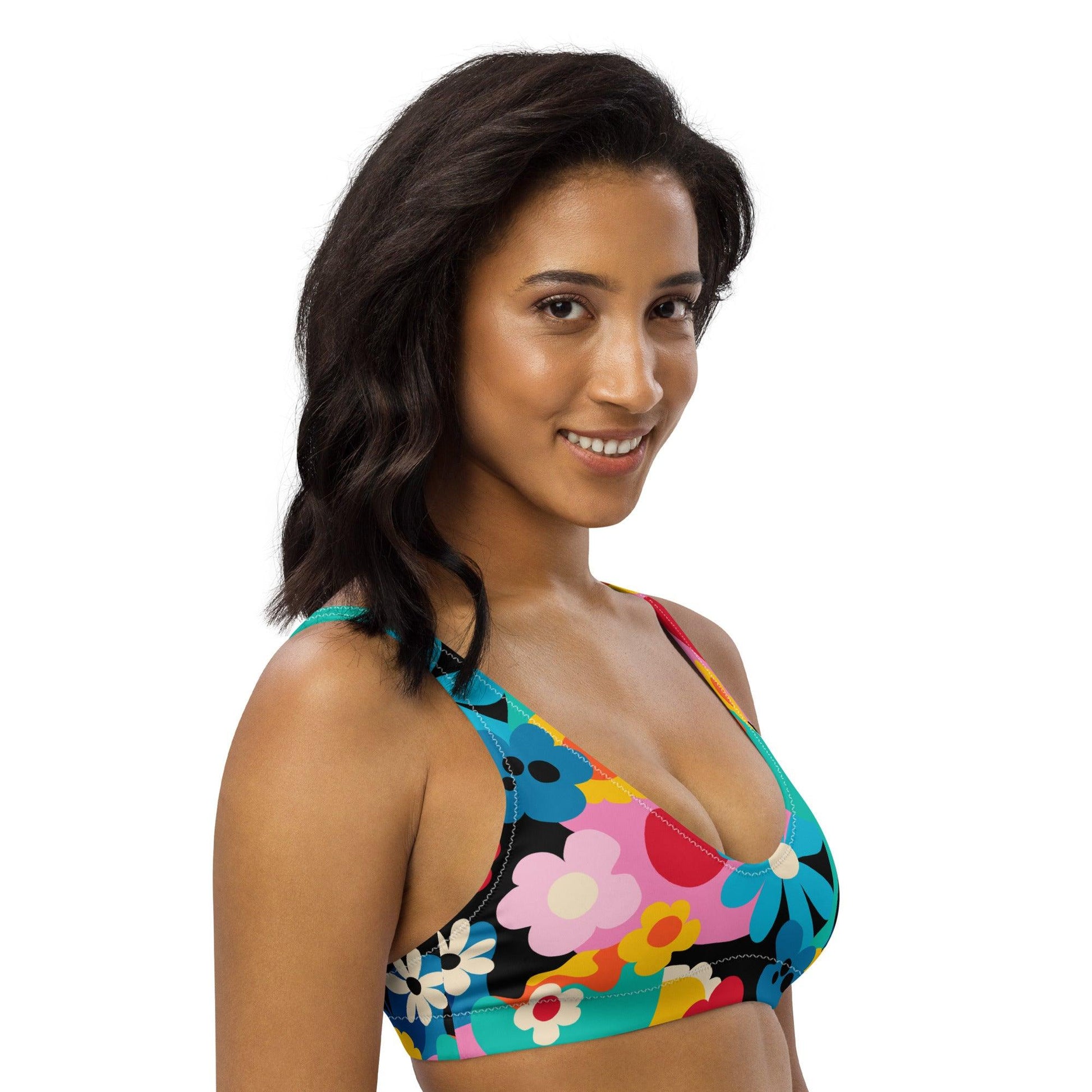 Bikini top - FLORALEI - Artsy flower print