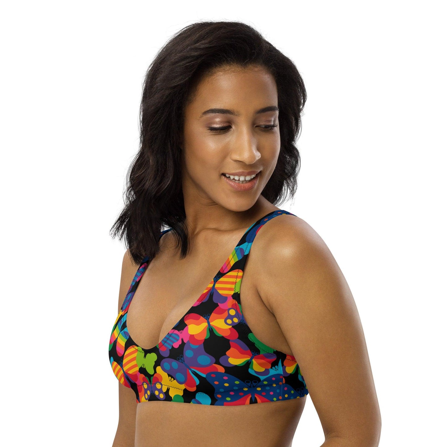 Bikini top - FLYRAVE black - Colorful butterfly print
