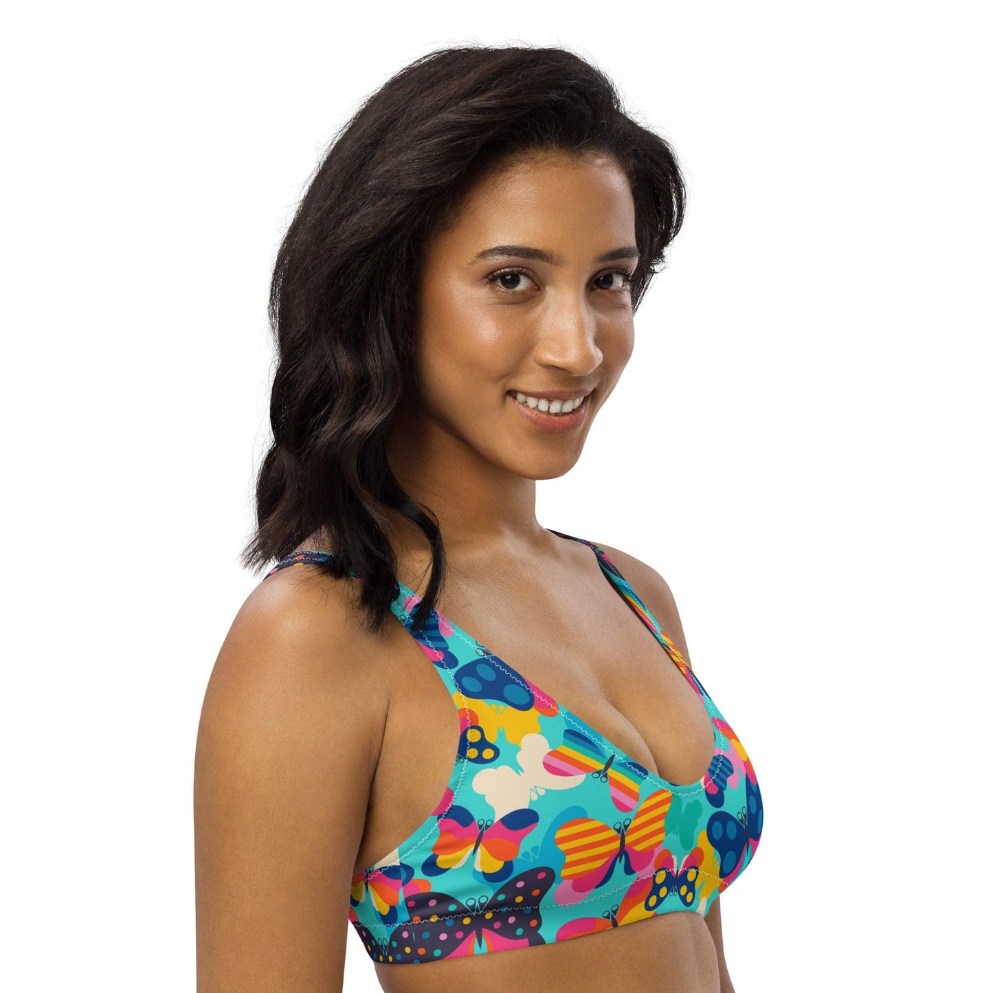 Bikini top - FLYRAVE turquoise - Colorful butterfly print