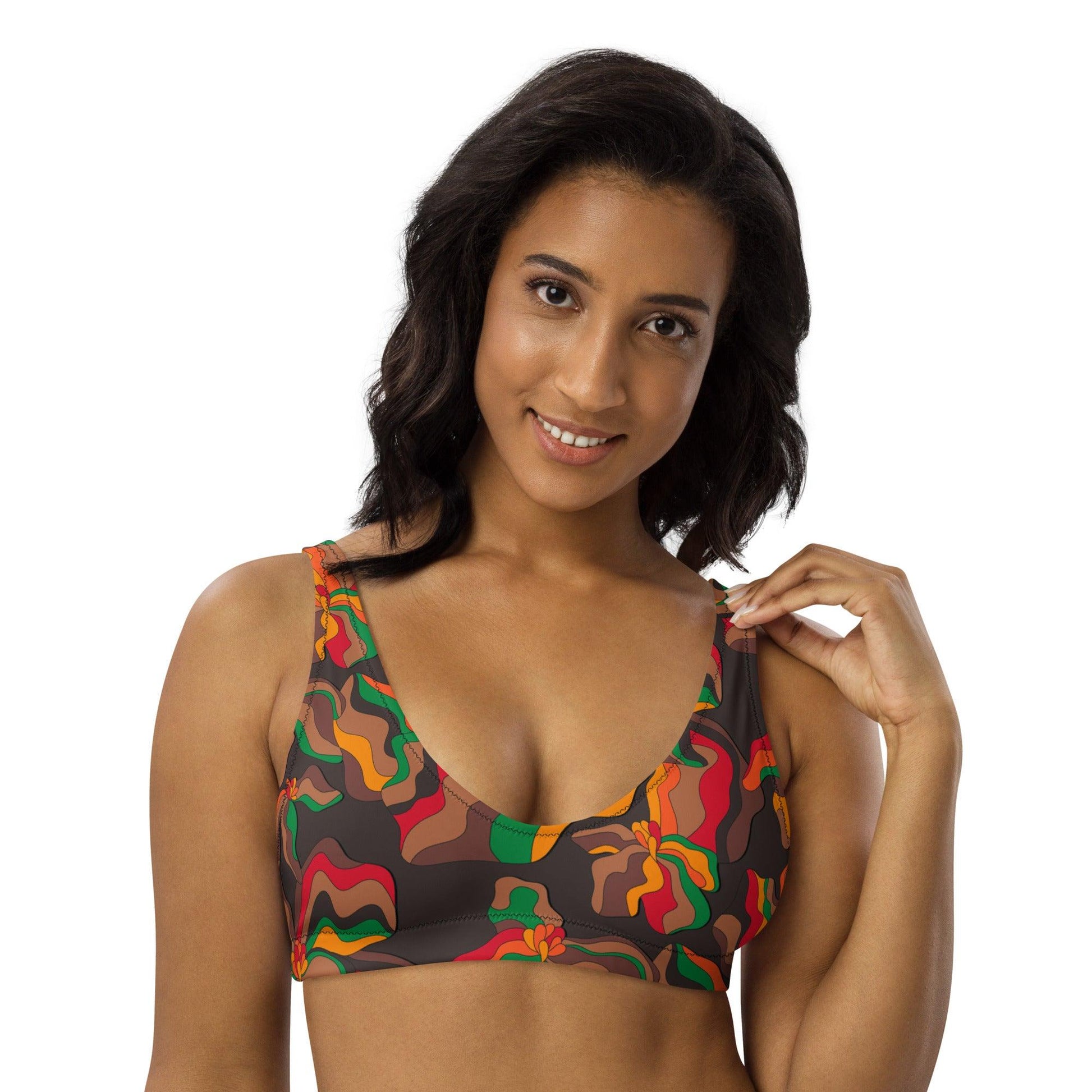 Bikini top - SASSY IRIS retro - Bold iris flower print 3XL