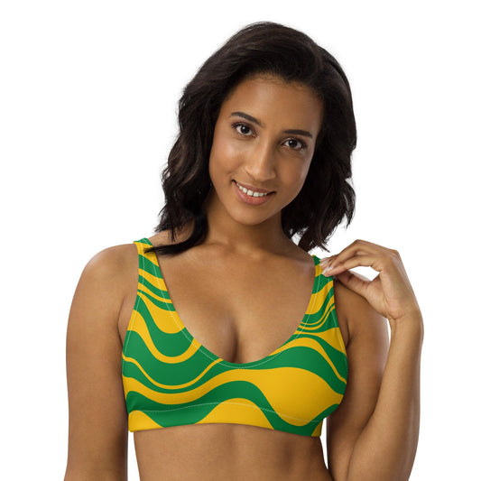 Bikini top - ENERGY WAVES yellow green - Wavy stripe print 3XL