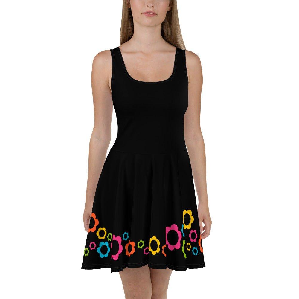 Skater dress - BLACK with ELLIE color - Classic floral print